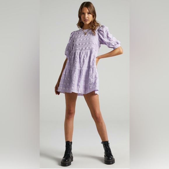 DARCIA DRESS IN LILAC CHECK - Picture 2 of 9